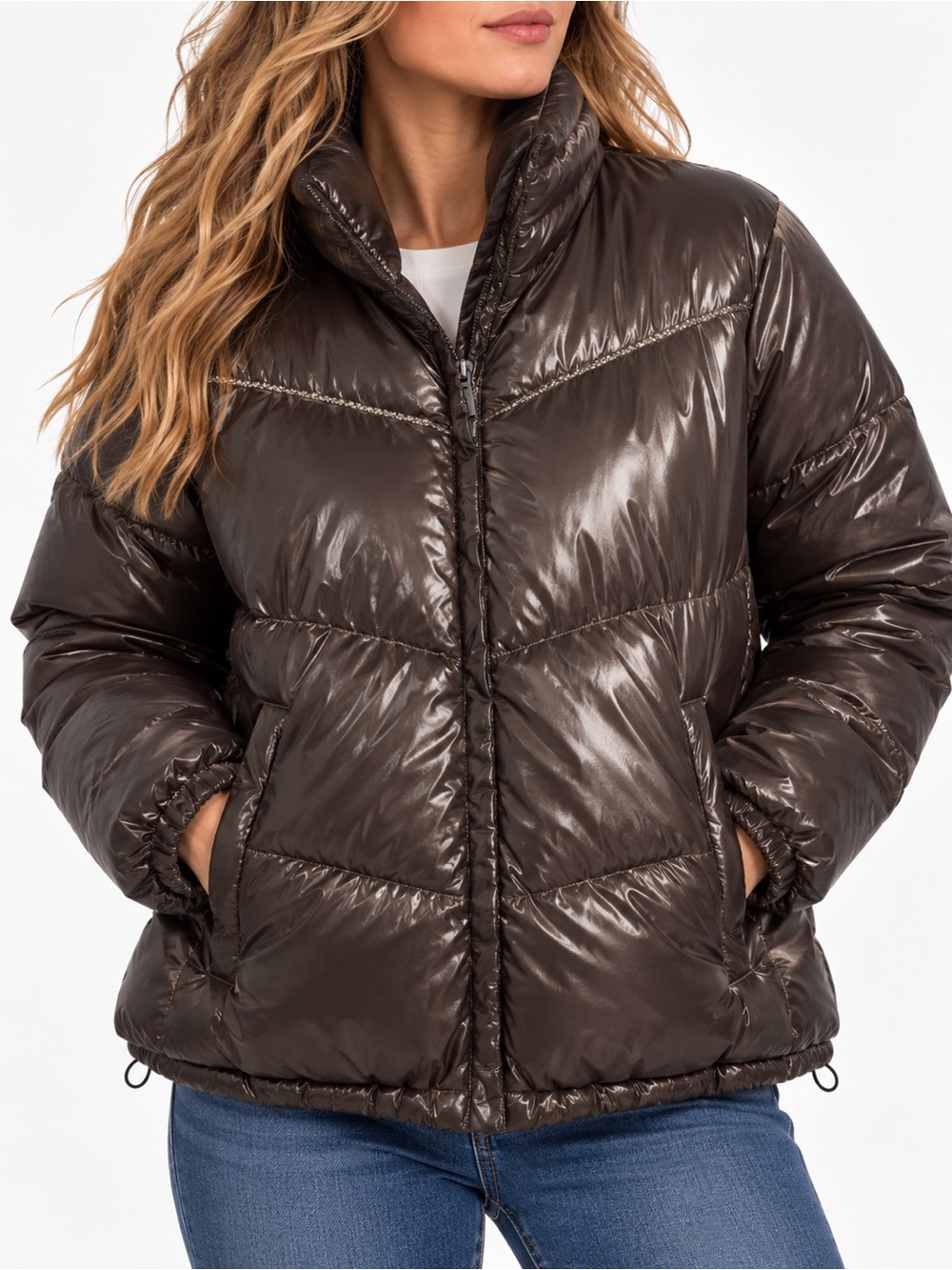 Columbia shiny brown puffer jacket coat women’s large